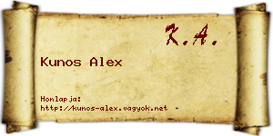 Kunos Alex névjegykártya